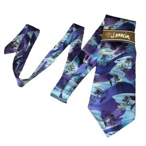 Jerry Garcia Men's Colorful Silk Necktie Abstract Design Little Fish Print NWT